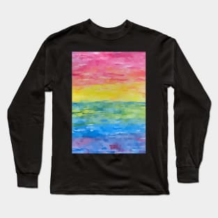 Abstract Colorful Rainbow Sunset Stripes Long Sleeve T-Shirt